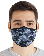 Load image into Gallery viewer, 100% Cotton Face Mask Reusable Washable with Filter | Super Soft 3 Layer Jersey Knit Lightweight Fabric | Adjustable Elastic Earloops - Camo Blue
