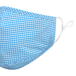 Fabric Face Mask Washable with Carbon Filter PM2.5  - Checks Blue