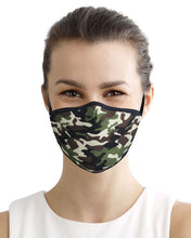 Load image into Gallery viewer, 100% Cotton Face Mask Reusable Washable with Filter | Super Soft 3 Layer Jersey Knit Lightweight Fabric | Adjustable Elastic Earloops - Camo Green
