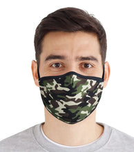 Load image into Gallery viewer, 100% Cotton Face Mask Reusable Washable with Filter | Super Soft 3 Layer Jersey Knit Lightweight Fabric | Adjustable Elastic Earloops - Camo Green
