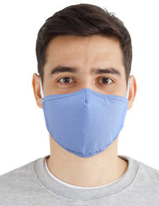 Fabric Face Mask Washable with Carbon Filter PM2.5 - Reusable Cloth Face Masks - Chambray Blue