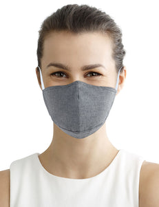 Fabric Face Mask Washable with Carbon Filter PM2.5 - Reusable Cloth Face Masks - Chambray Grey