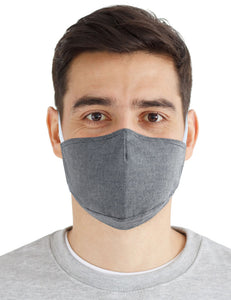 Fabric Face Mask Washable with Carbon Filter PM2.5 - Reusable Cloth Face Masks - Chambray Grey