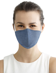 Fabric Face Mask Washable with Carbon Filter PM2.5 - Reusable Cloth Face Masks - Chambray Navy