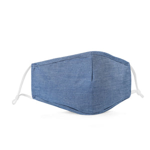 Fabric Face Mask Washable with Carbon Filter PM2.5 - Reusable Cloth Face Masks - Chambray Navy