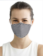 Load image into Gallery viewer, Fabric Face Mask Washable with Carbon Filter PM2.5 - Reusable Cloth Face Masks - Gingham Black-White
