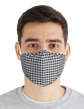 Load image into Gallery viewer, Fabric Face Mask Washable with Carbon Filter PM2.5 - Reusable Cloth Face Masks - Gingham Black-White
