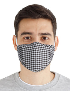 Fabric Face Mask Washable with Carbon Filter PM2.5 - Reusable Cloth Face Masks - Gingham Black-White