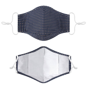 Fabric Face Mask Washable with Carbon Filter PM2.5 - Reusable Cloth Face Masks - Geometric Navy