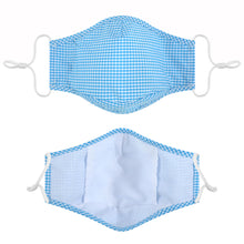 Load image into Gallery viewer, Fabric Face Mask Washable with Carbon Filter PM2.5  - Checks Blue
