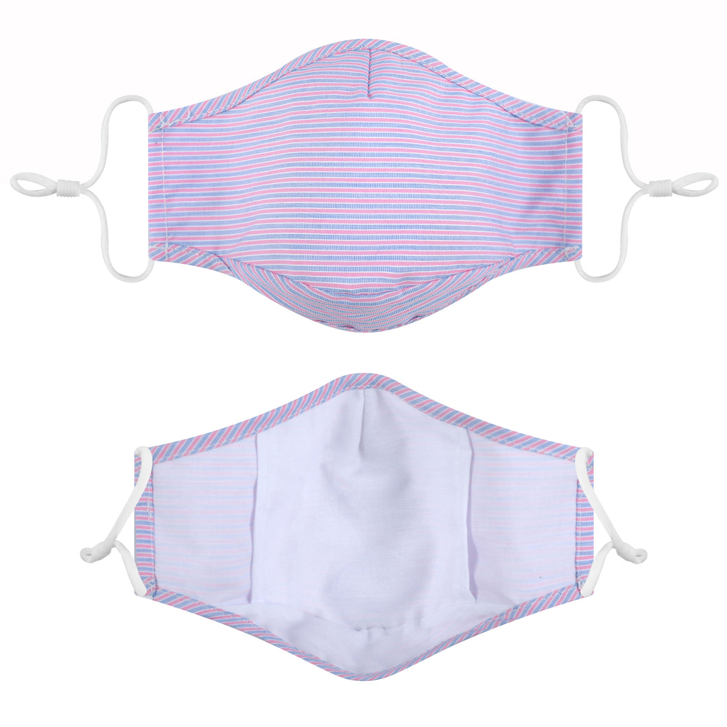 Fabric Face Mask Washable with Carbon Filter PM2.5  - Stripe Pink Blue