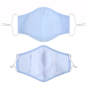 Fabric Face Mask Washable with Carbon Filter PM2.5  - Checks Light Blue